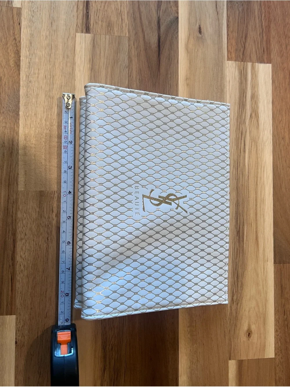 YSL Beauté White & Gold Snakeskin-Print Cosmetic Pouch